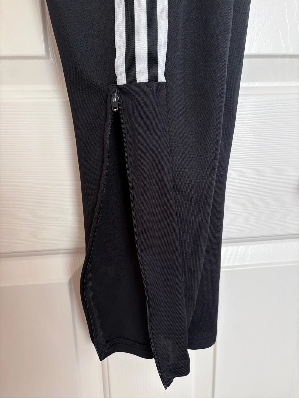 Adidas Black Track Pants w/ White Stripes & Mesh Panels